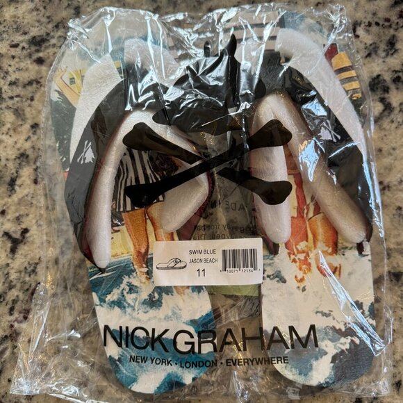 Nick Graham Jason Beach mens NIP flip flops size 11 - Picture 3 of 8